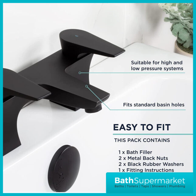 Bristan Hourglass Mono Matt Black Bath Filler Tap