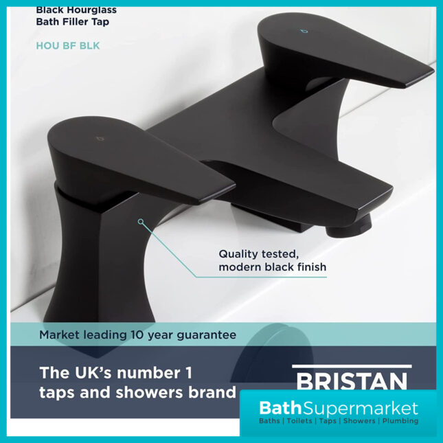 Bristan Hourglass Mono Matt Black Bath Filler Tap