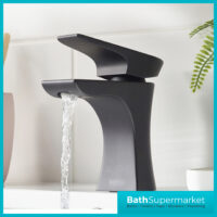Bristan Hourglass Mono Matt Black Basin Mixer Tap With Clicker Waste