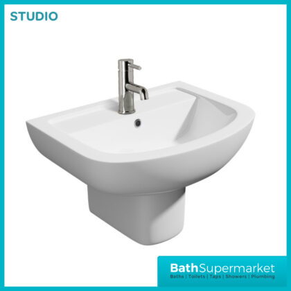 Studio Basin With Semi Pedestal 550mm Wide - 1 Tap Hole