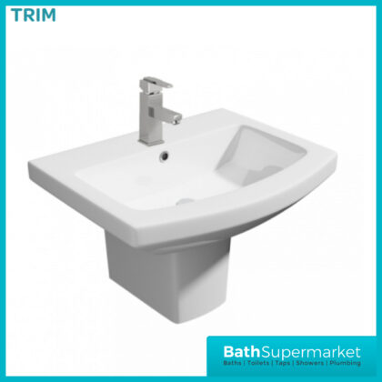Trim Basin With Semi Pedestal 550mm Wide – 1 Tap Hole