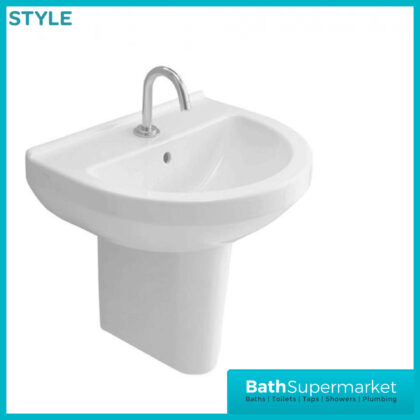 Style Basin With Semi Pedestal 550mm Wide – 1 Tap Hole