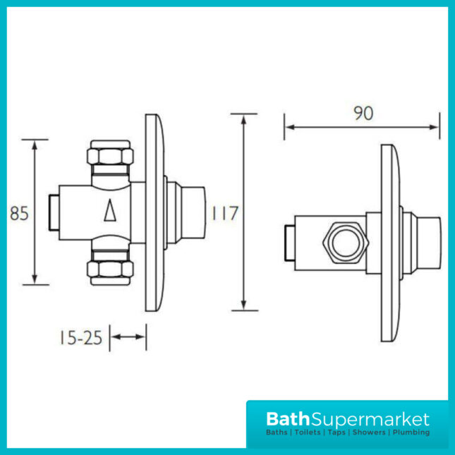 Bristan Concealed Timed Flow Control For Water Economy Mixer Showers TUF100CCP