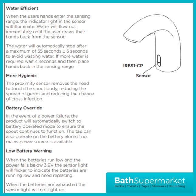 Bristan Chrome Infrared Sensor Automatic Touch-Free Basin Swan Spout Tap