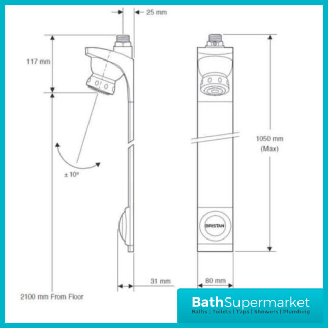 Bristan Push Button Timed Flow Shower Panel With Adjustable Head
