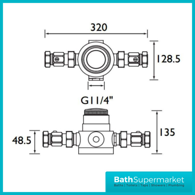 Bristan Chrome Commercial Thermostatic Mixing Valve 28mm