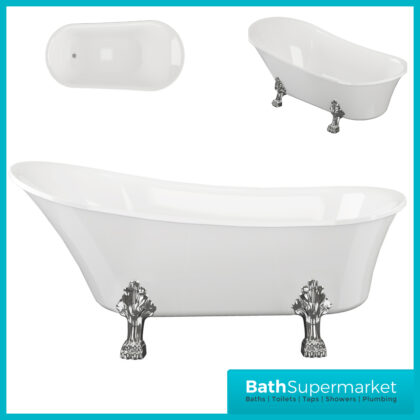 AquaVolere Devon Traditional Freestanding Bath 1620mm x 700mm x 770mm W/Feet 0TH