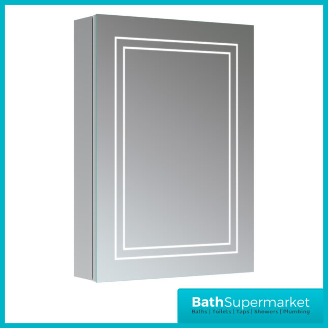 AquaVolere Ardour Front-Lit LED Demister Mirror Cabinet With Shaver Socket 500mm