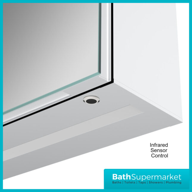 AquaVolere Ardour Front-Lit LED Demister Mirror Cabinet With Shaver Socket 500mm