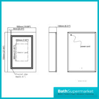 AquaVolere Ardour Front-Lit LED Demister Mirror Cabinet With Shaver Socket 500mm