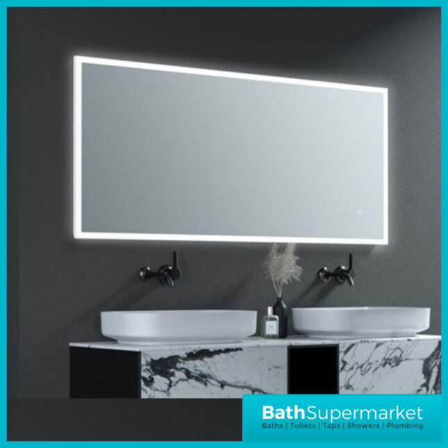 AquaVolere Ardent Rectangle Surround-Lit LED Demister Mirror 800mm & 1200mm Wide Sizes