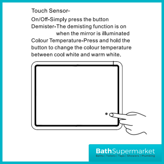 AquaVolere Ardent Rectangle Surround-Lit LED Demister Mirror 800mm & 1200mm Wide Sizes