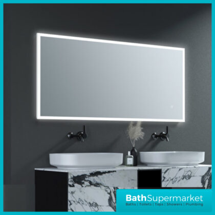 AquaVolere Ardent Rectangle Surround-Lit LED Demister Mirror 800mm & 1200mm Wide Sizes