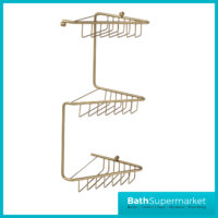 AquaVolere Alana Brushed Brass Wall Mounted 3-Tier Corner Shower Storage