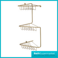 AquaVolere Alana Brushed Brass Wall Mounted 3-Tier Corner Shower Storage