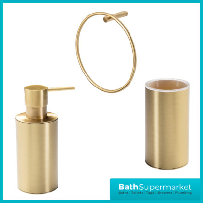 AquaVolere Arazi Brushed Brass Bathroom Accessory Pack - 3 Piece Set