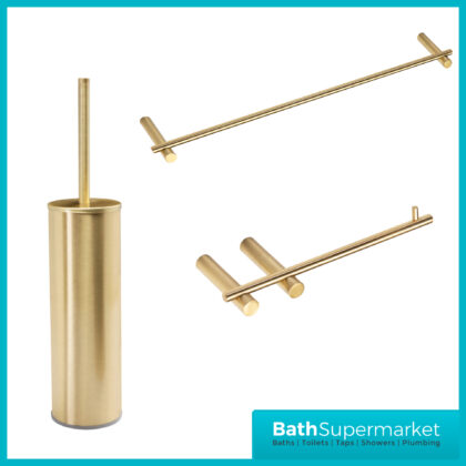 AquaVolere Arazi Brushed Brass Bathroom Accessory Pack - 3 Piece Set