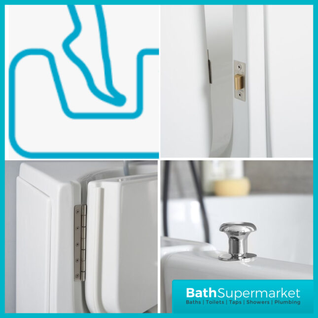 AquaVolere Accesible Walk In Single Ended Bath 1690 x 690 x 550mm - Left & Right Handed 0TH