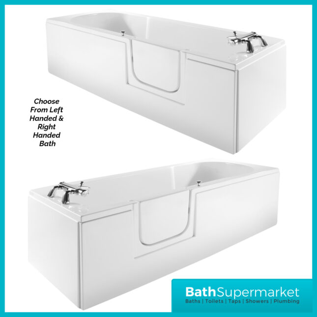 AquaVolere Accesible Walk In Single Ended Bath 1690 x 690 x 550mm - Left & Right Handed 0TH