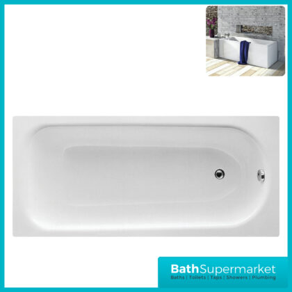 AquaVolere Steel Single Ended Bath With Legs 1500mm - 1600mm & 1700mm Length 2TH