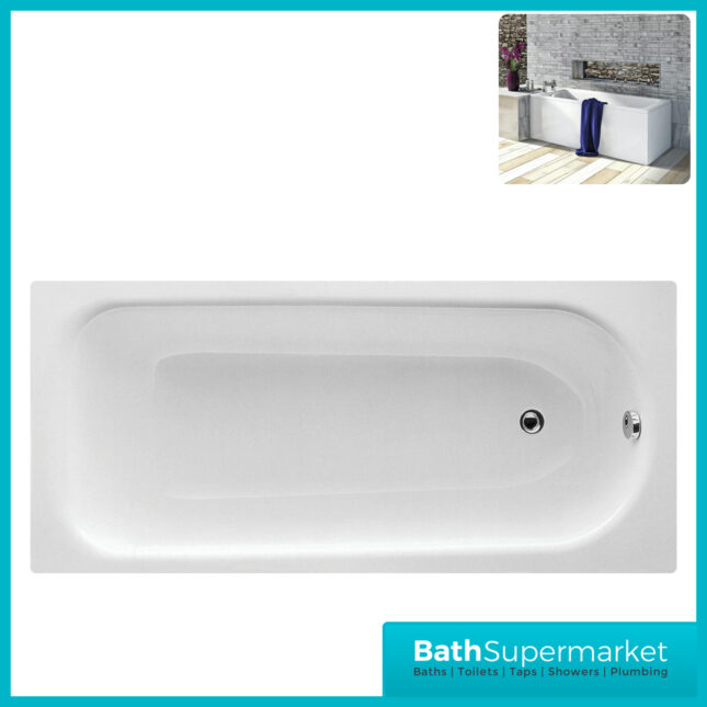 AquaVolere Steel Single Ended Bath With Legs 1500mm - 1600mm & 1700mm Length 2TH