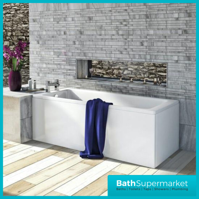 AquaVolere Steel Single Ended Bath With Legs 1500mm - 1600mm & 1700mm Length 2TH