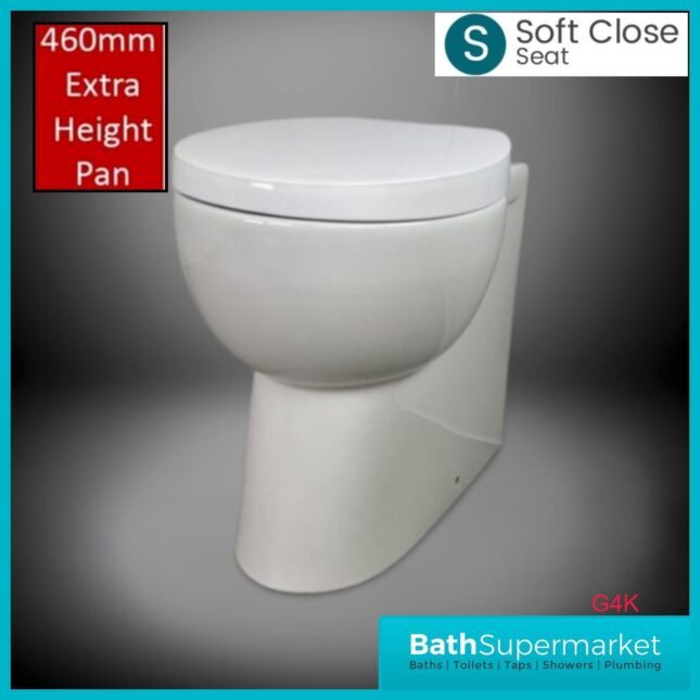 G4K Round Comfort Height Back To Wall Ceramic Toilet Pan & Soft Close Seat WC - Image 6