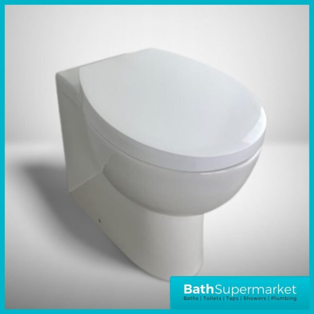 G4K Round Comfort Height Back To Wall Ceramic Toilet Pan & Soft Close Seat WC