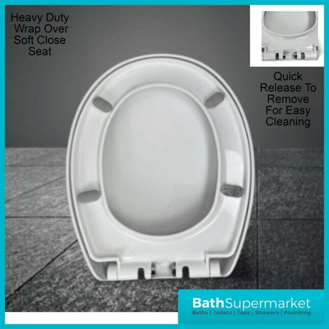 G4K Round Comfort Height Back To Wall Ceramic Toilet Pan & Soft Close Seat WC