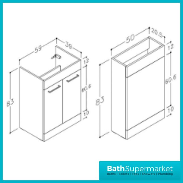 Aquavolere Venice Grey Gloss Left Handed Combination Basin Unit & Handles Pack 1100mm