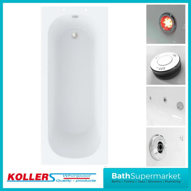 Koller Round Single Ended Whirlpool Jet Spa Bath 1675mm x 700mm With Light Option