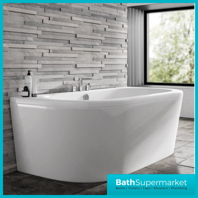 Koller Round D Shape Double Ended Back To Wall Whirlpool Jet Spa Bath 1700mm x 750mm & Light Option - Image 11