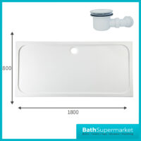 AquaVolere White 45mm Deluxe Rectangular Shower Tray & Waste 1800mm x 800mm - Image 4