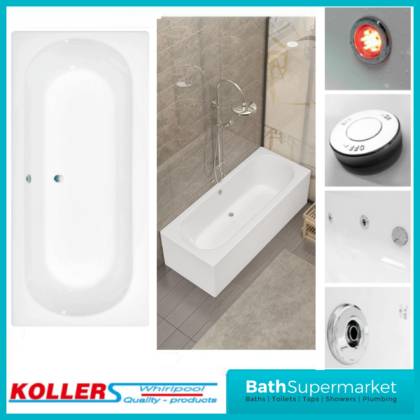 Koller Melbourne Round Double Ended Whirlpool Jet Spa Bath 1700mm x 700mm & Light Option