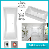 Koller Square Double Ended Whirlpool Jet Spa Bath 1800mm x 1000mm With Light Option - Image 10