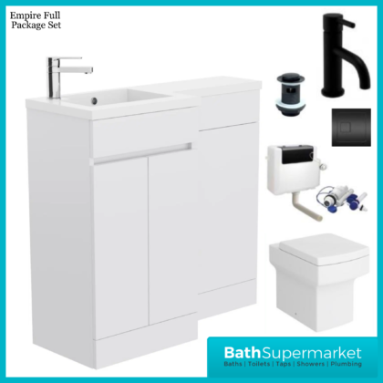 Empire Matt Black Combination L Shape Furniture Full Package Toilet Set 1100mm x 860mm LH & RH