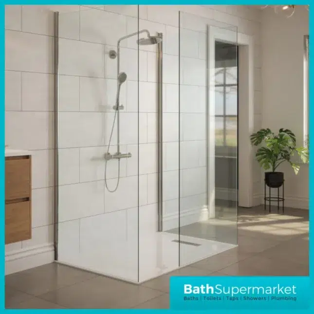 AquaVolere White Linear 25mm Ultra-Slim Rectangular Shower Tray & Waste 1700mm x 700mm & 800mm