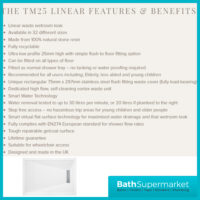 AquaVolere White Linear 25mm Ultra-Slim Rectangular Shower Tray & Waste 1700mm x 700mm & 800mm