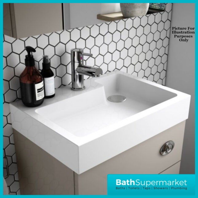 Nuie Athena 500 Gloss Grey 2-In-1 Basin, Concealed Cistern & WC Unit