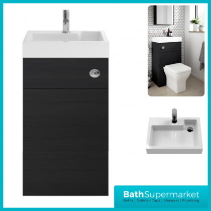 Athena Charcoal Black 2 In 1 Toilet Basin Combination Unit 500mm Wide
