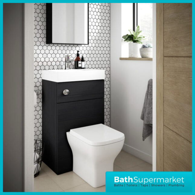 Athena Charcoal Black 2 In 1 Toilet Basin Combination Unit 500mm Wide