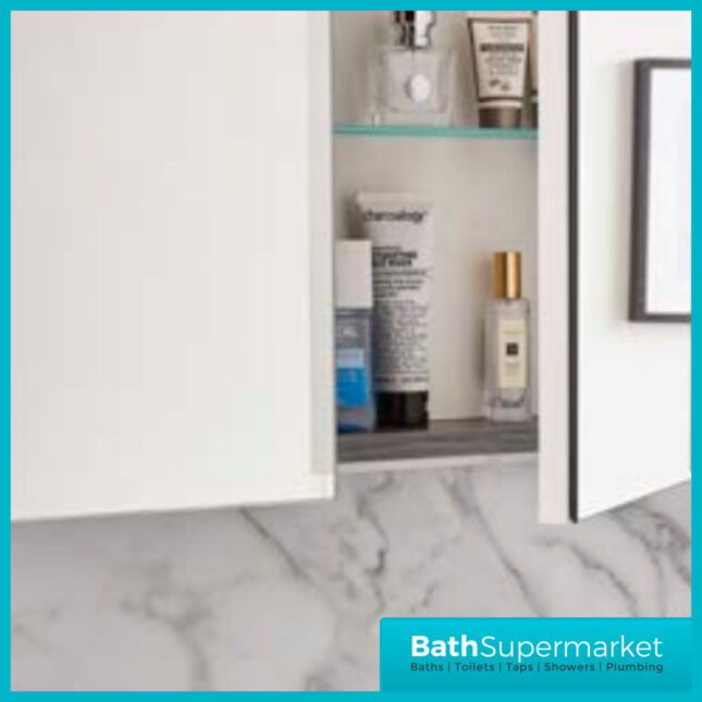 Purity Silver Oak Double Door Bathroom Mirror Cabinet 500mm 600mm 800mm Width Sizes