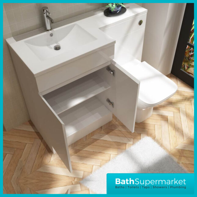 Empire Matt Black Combination L Shape Furniture Full Package Toilet Set 1100mm x 860mm LH & RH