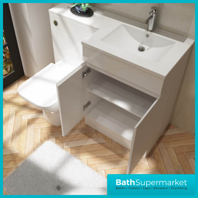 Empire Matt Black Combination L Shape Furniture Full Package Toilet Set 1100mm x 860mm LH & RH
