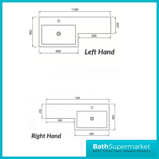 Empire Matt Black Combination L Shape Furniture Full Package Toilet Set 1100mm x 860mm LH & RH