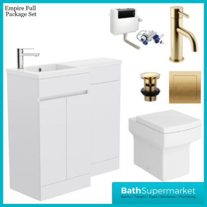 Empire Gloss White Combination L Shape Furniture Full Package Toilet Set 1100mm x 860mm LH & RH