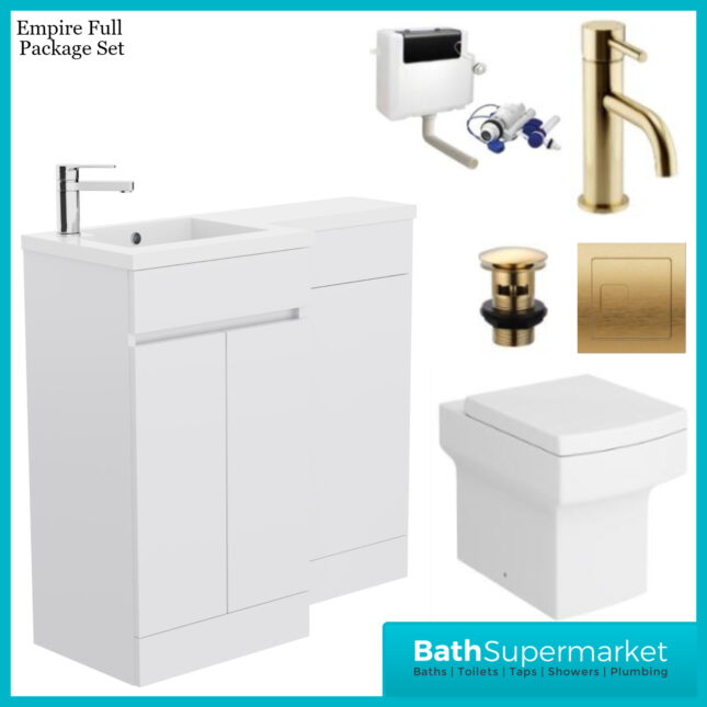 Empire Gloss White Combination L Shape Furniture Full Package Toilet Set 1100mm x 860mm LH & RH