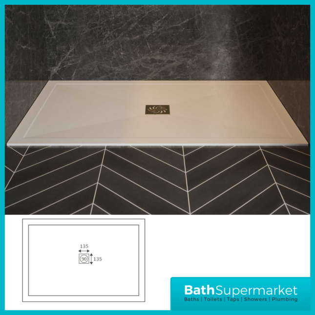 AquaVolere White 25mm Ultra Slim Rectangular Shower Tray & Waste 1700mm x Various Widths