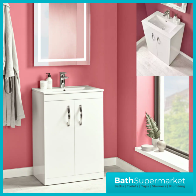 Tavistock Pioneer Gloss White Freestanding Vanity Unit 500mm & 600mm Width