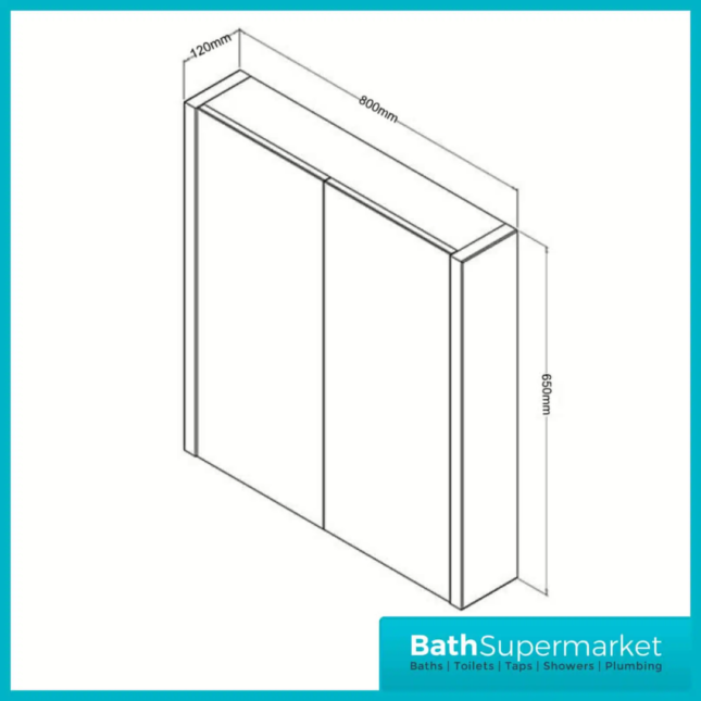 Purity Silver Oak Double Door Bathroom Mirror Cabinet 500mm 600mm 800mm Width Sizes - Image 8